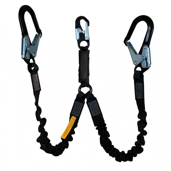 880-12 Dual Elastic Legs w/6-12 ft Free Fall Lanyard - 2 1/2" Steel ladder Hooks